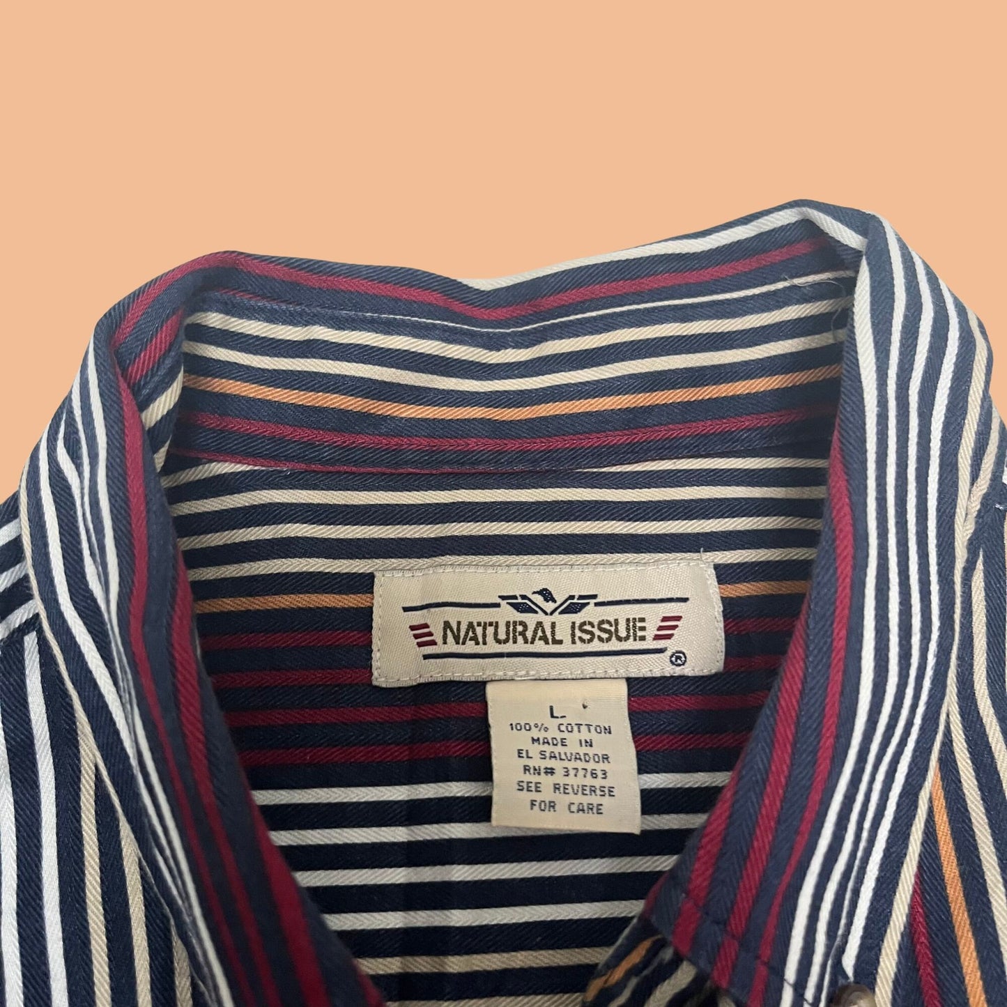 Vintage 90s striped men's button down shirt, Natural Issue men's patterned shirt, vintage 1990s large men's blue red orange and white shirt