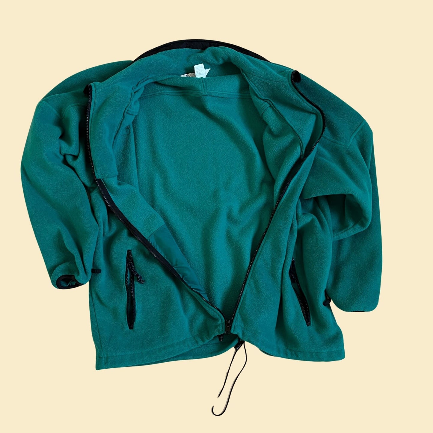 90s teal Columbia Sportswear fleece jacket in size large teal and black, vintage 1990s men's zip up jacket