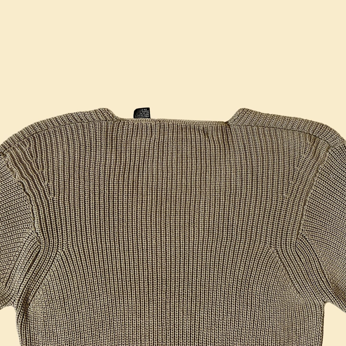 80s brown sweater in size small, Renée Tener for Jeanne Pierre, vintage 1980s knit pullover v-neck sweater