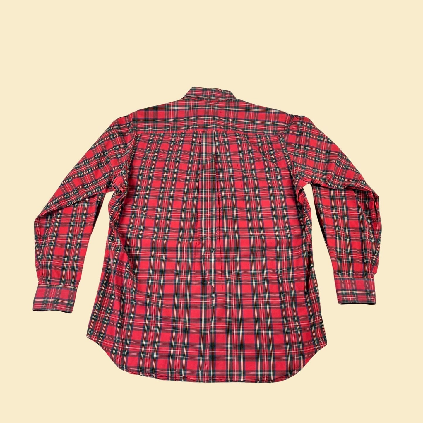 80s plaid red shirt by Kenneth Gordon, size M, vintage 1980s lightweight cotton button down