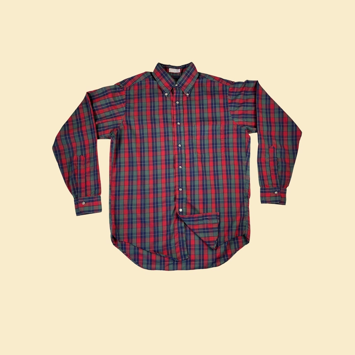 Vintage M 1960s men's plaid button down by The Country Gentlemen, Sero Shirtmaker, red & blue lightweight casual 60s shirt