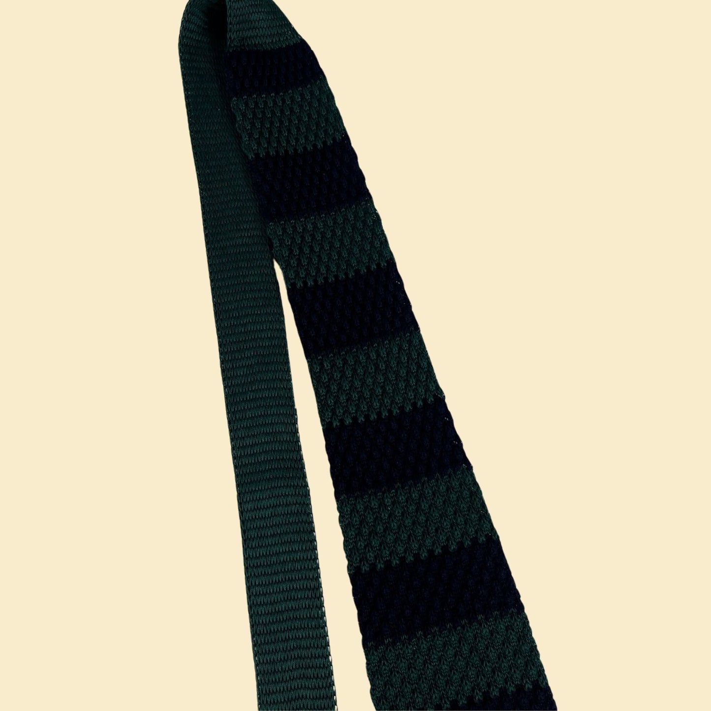 90s Nautica necktie, vintage knit striped tie, 1990s men's cotton green & blue tie