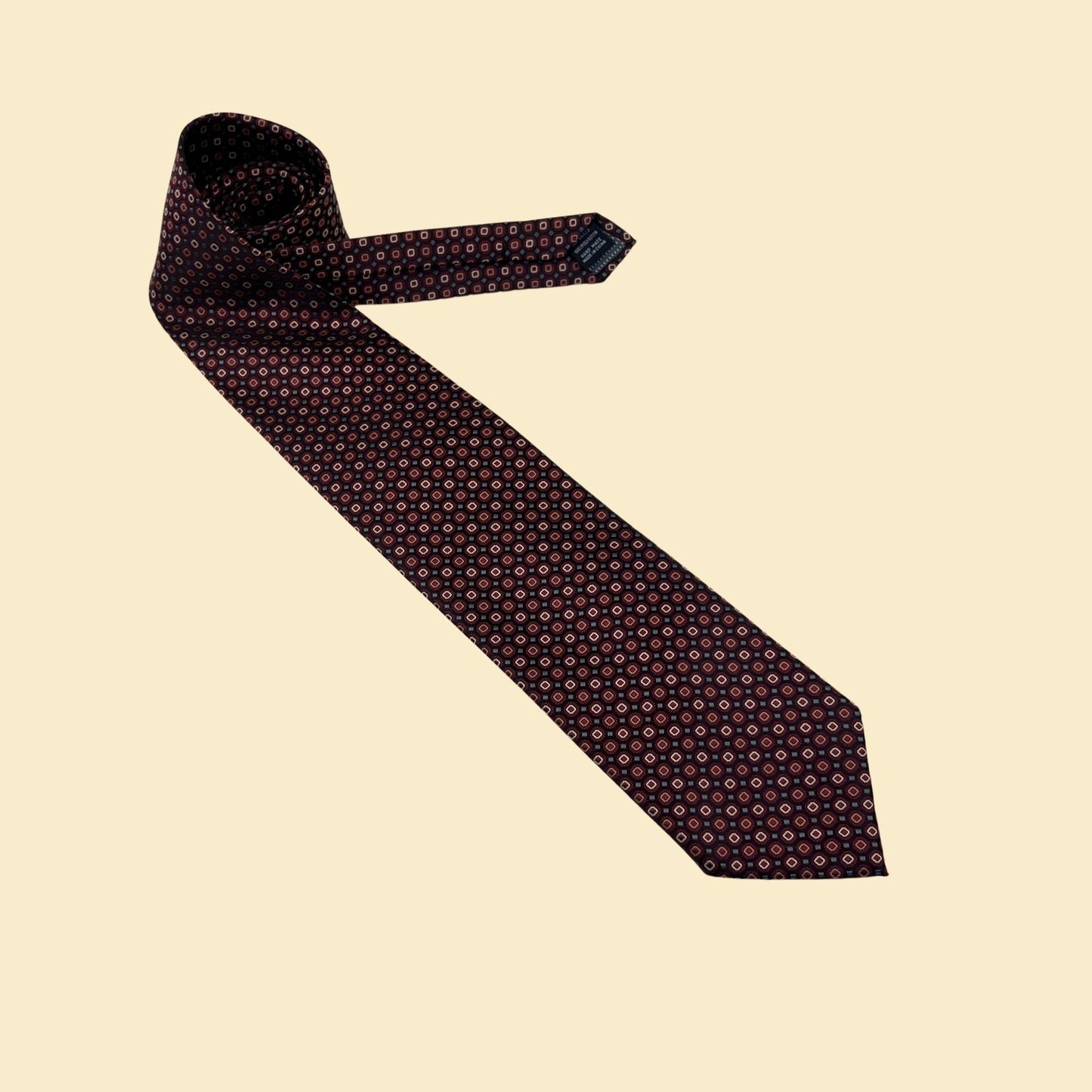 90s Alexander Julian necktie, vintage 1990s burgundy and grey business professional tie