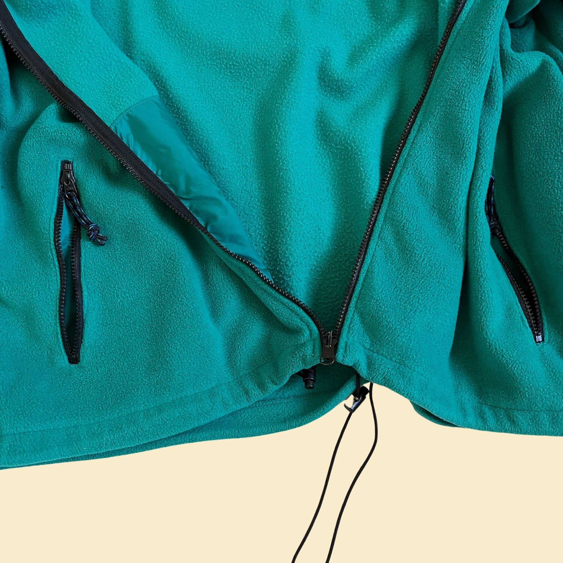 90s teal Columbia Sportswear fleece jacket in size large teal and black, vintage 1990s men's zip up jacket