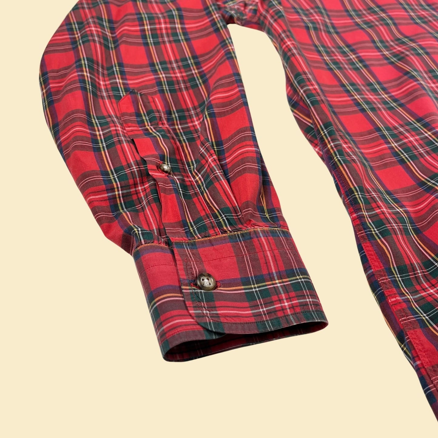 80s plaid red shirt by Kenneth Gordon, size M, vintage 1980s lightweight cotton button down