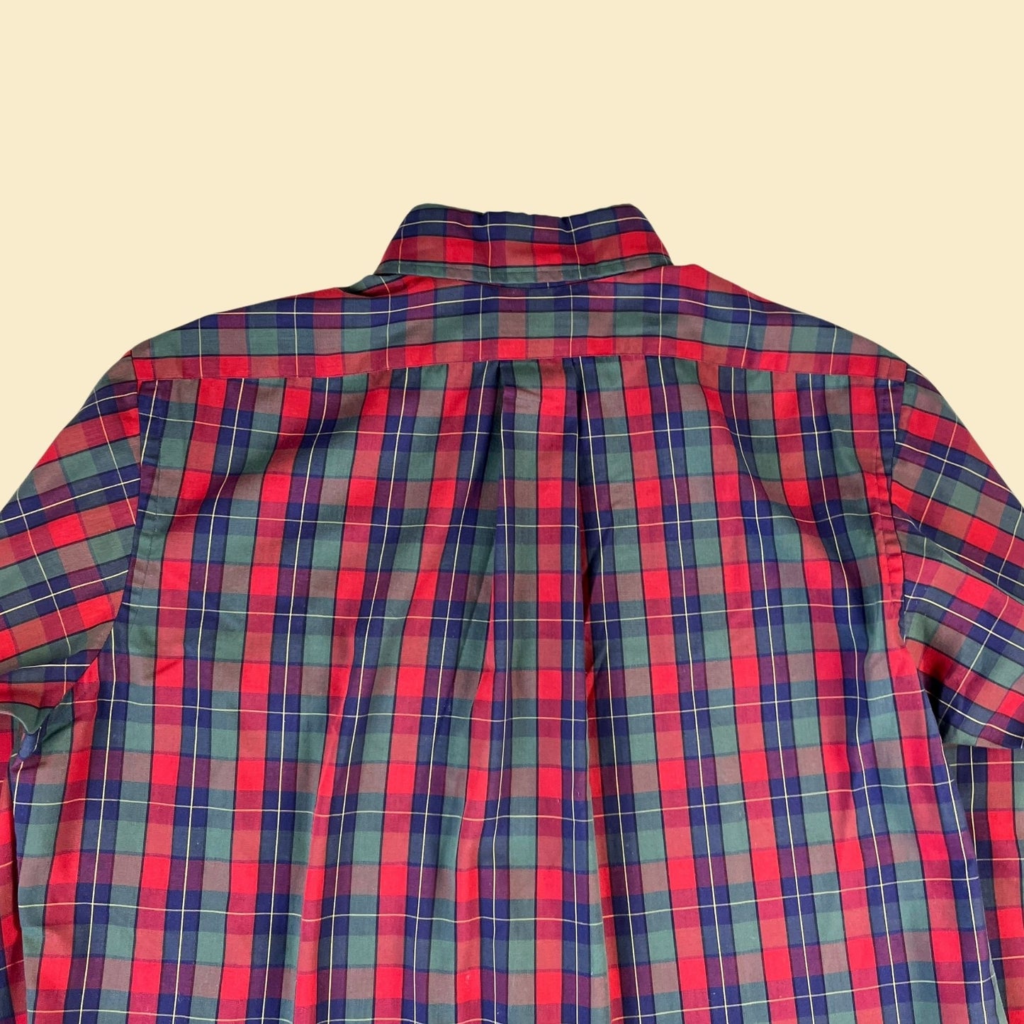 Vintage M 1960s men's plaid button down by The Country Gentlemen, Sero Shirtmaker, red & blue lightweight casual 60s shirt