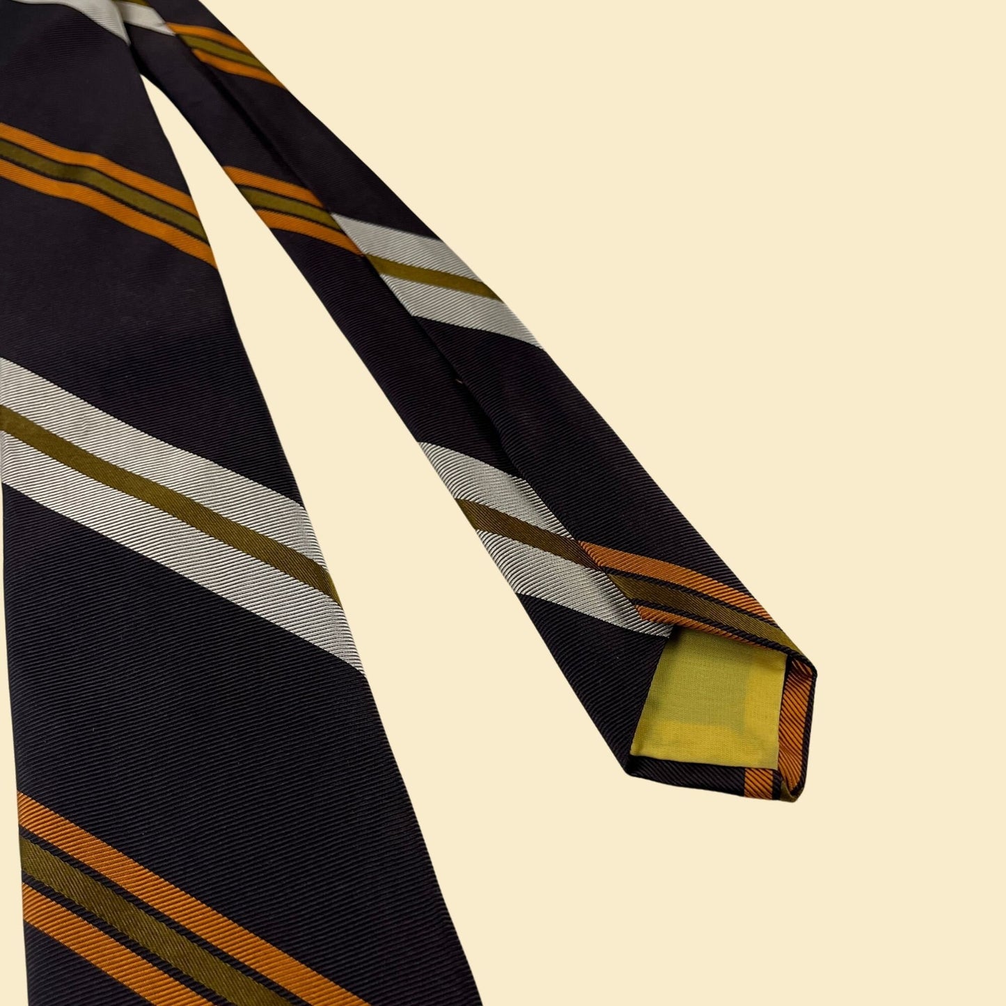 1960s silk necktie by F.R. Tripler & Co, vintage striped brown and orange men's luxury tie