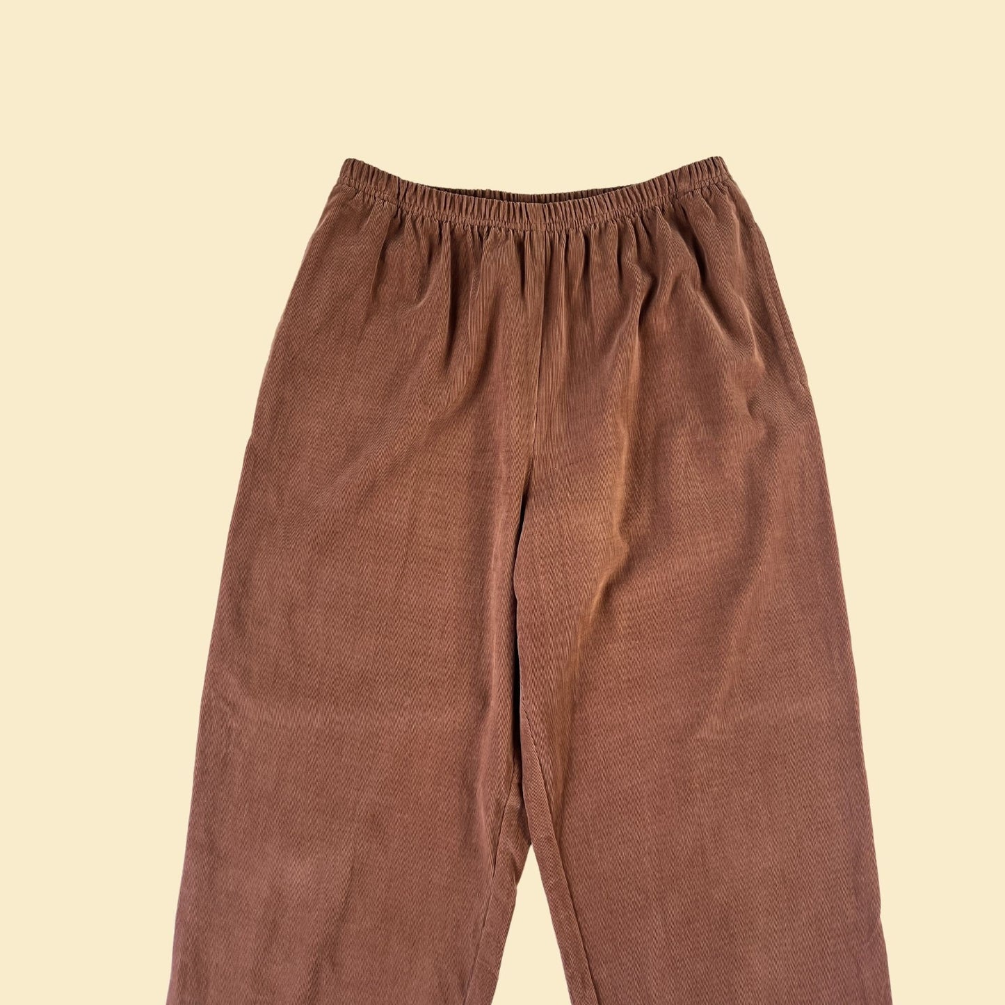 90s high waisted pants by David Dart, size M, vintage 1990s baggy brown corduroy style pants with elastic waist