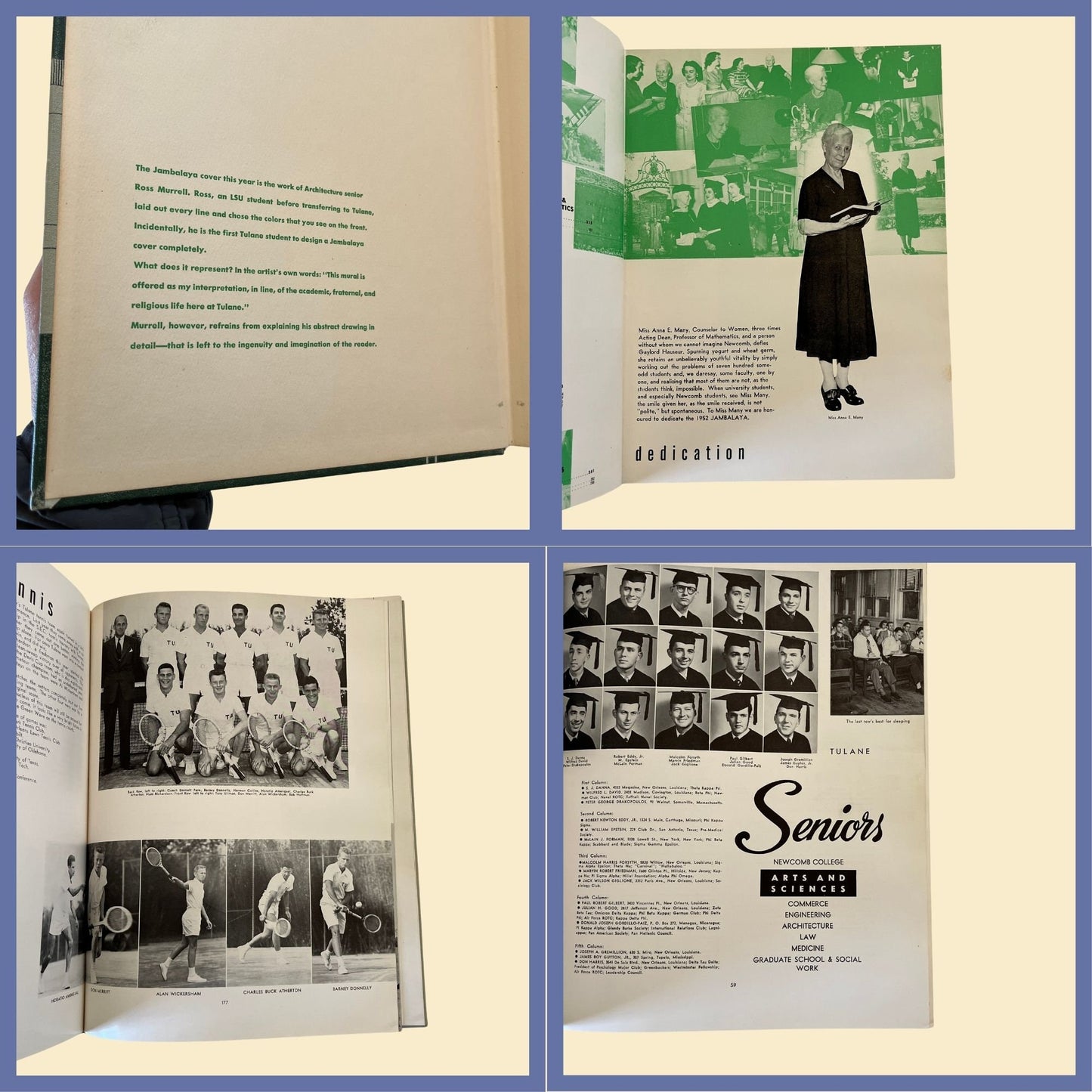 Vintage 1952 Tulane University yearbook, 'The Jambalaya'