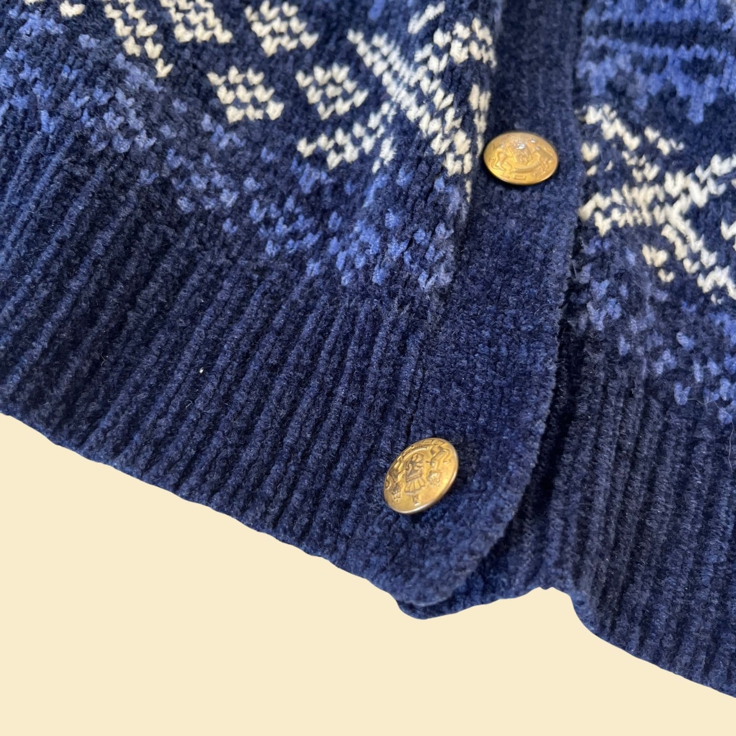 90s blue cardigan sweater, size L button down knit acrylic sweater by Classic Elements