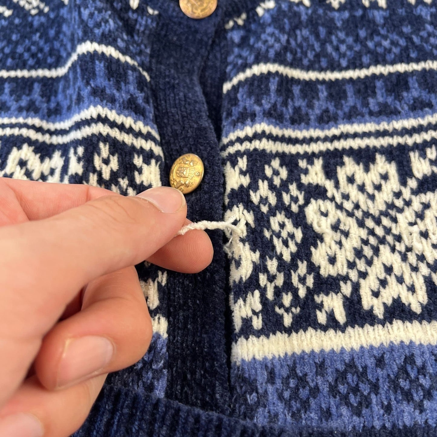 90s blue cardigan sweater, size L button down knit acrylic sweater by Classic Elements