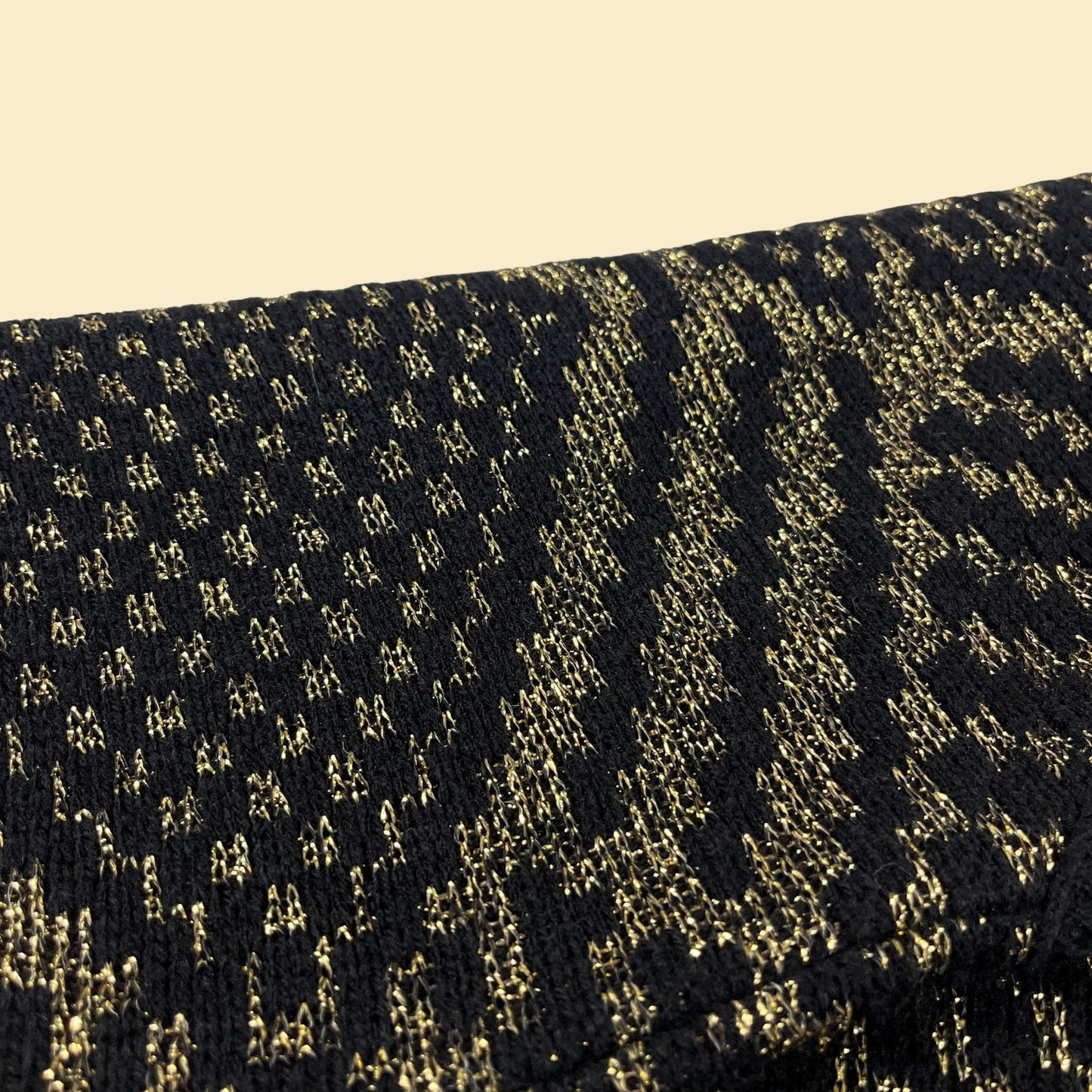 1980s black & gold sweater by Arielle, vintage pullover black sweater w/ geometric gold pattern