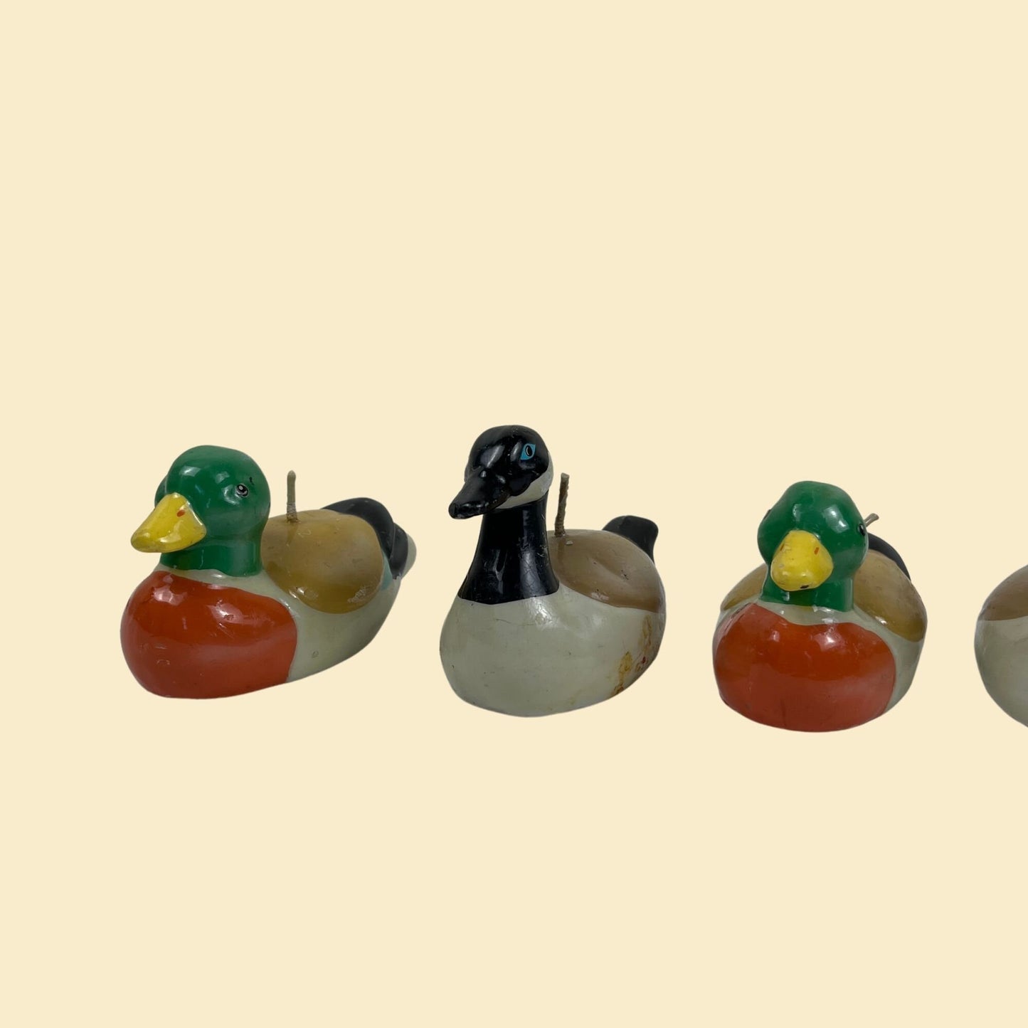 1980s duck candles by Russ Berrie and Co Inc, vintage set of 4 duck shaped candles