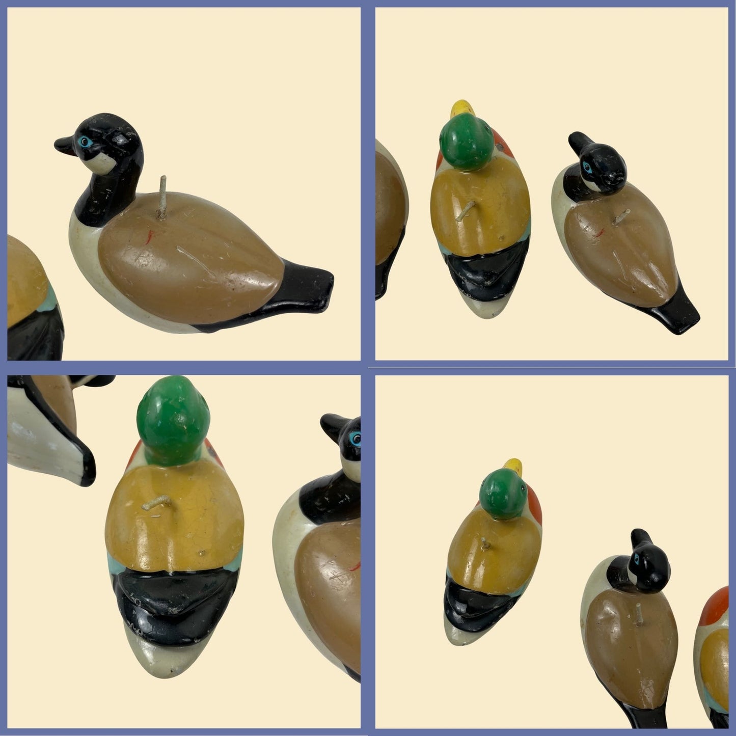 1980s duck candles by Russ Berrie and Co Inc, vintage set of 4 duck shaped candles