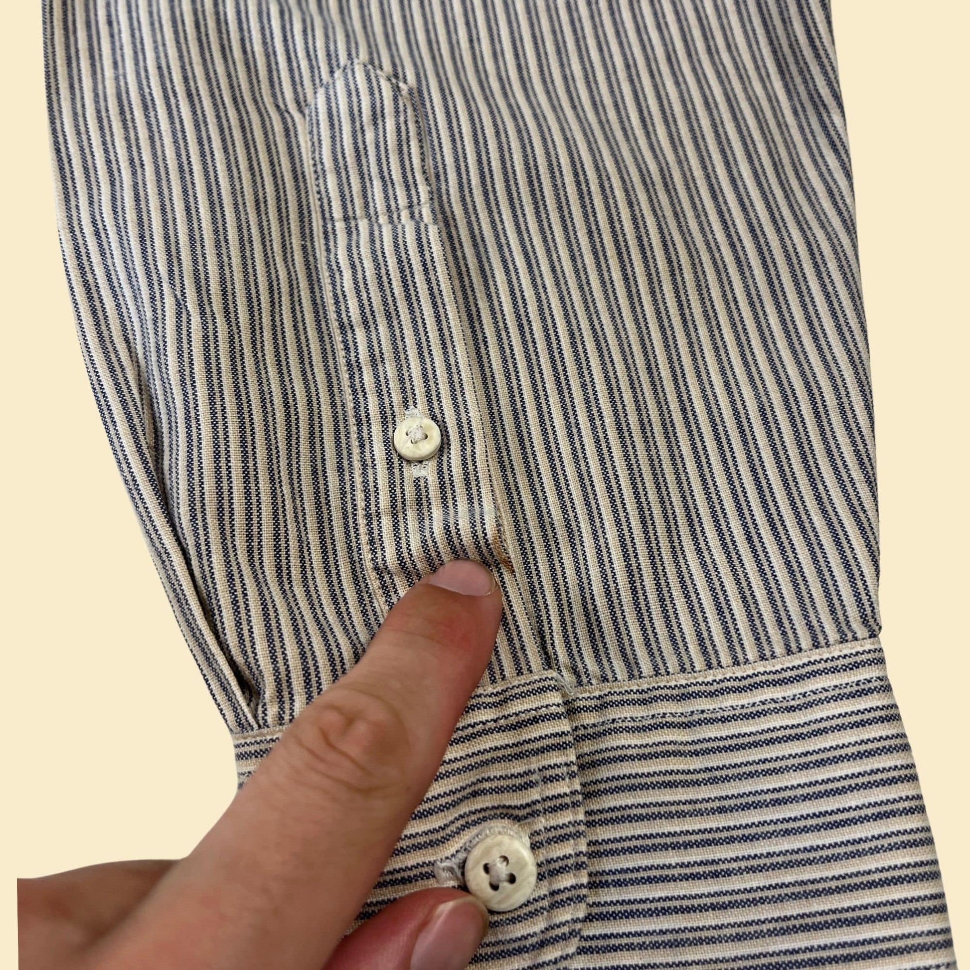 90s Eddie Bauer brown button down, size L vintage men's brown & white striped casual men's shirt