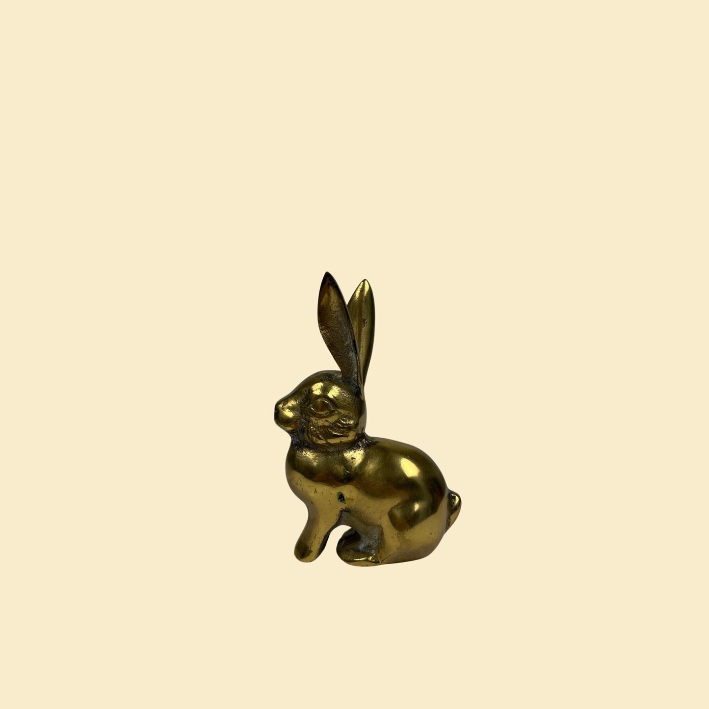 1970s brass bunny statue, vintage 70s brass bunny paper weight/figurine