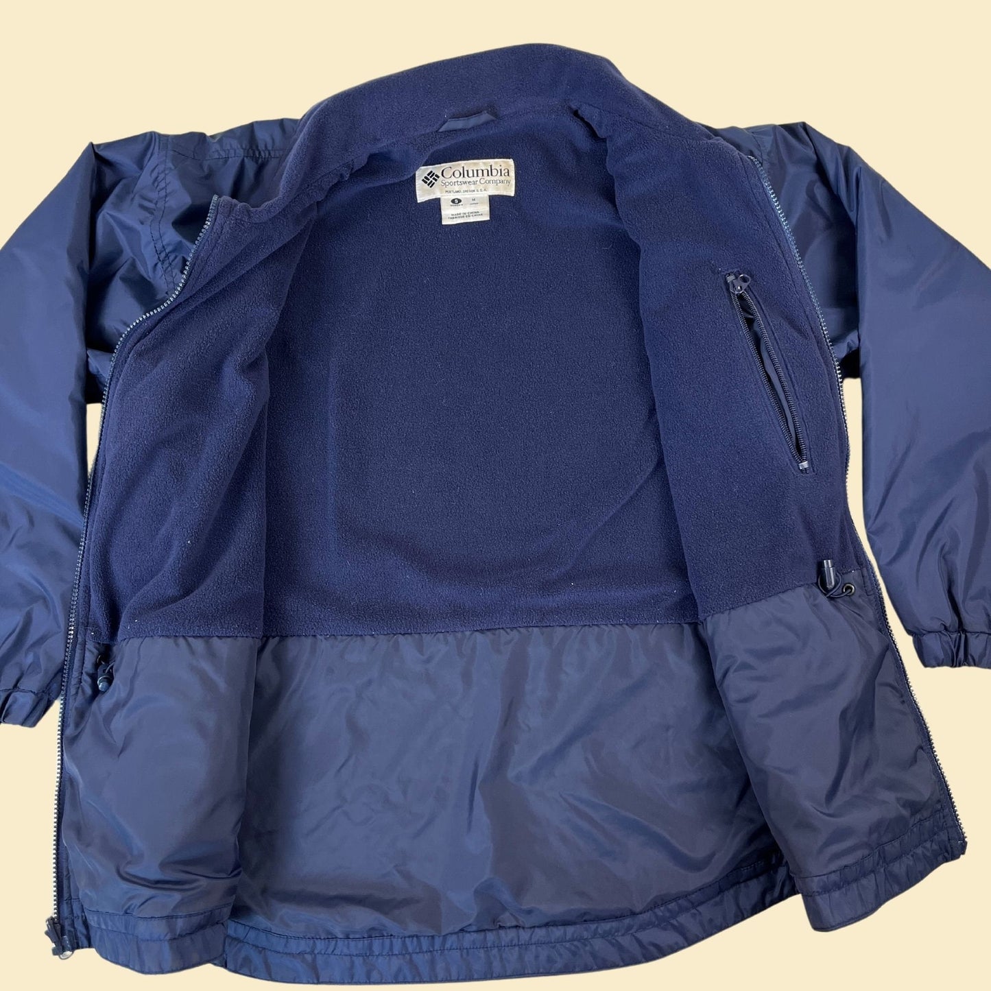 1990s Columbia Sportswear women's jacket, size S vintage 90s blue zip up fleece lined jacket