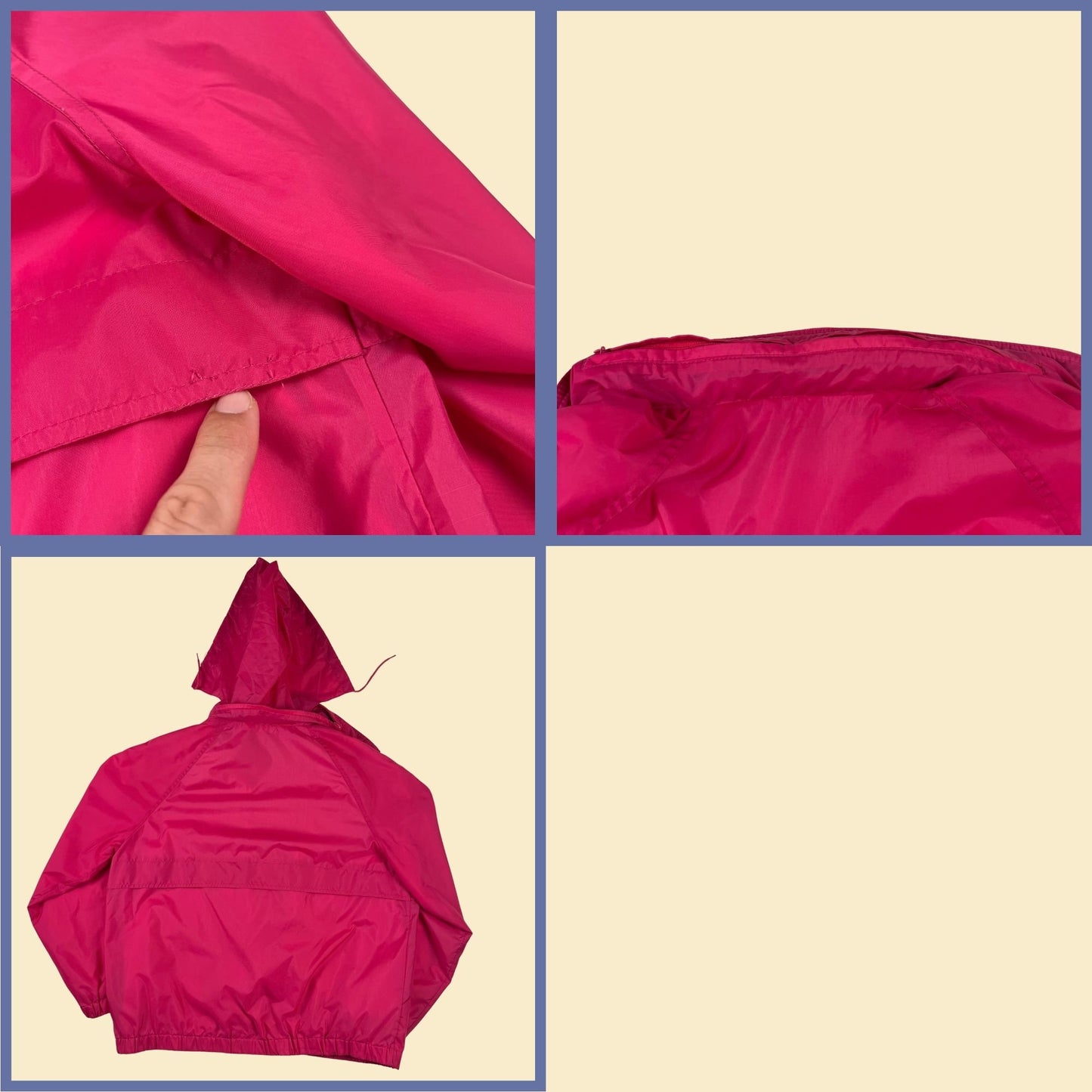 90s neon pink windbreaker by Pacific Trail, size L vintage 1990s zip up hooded lightweight windbreaker