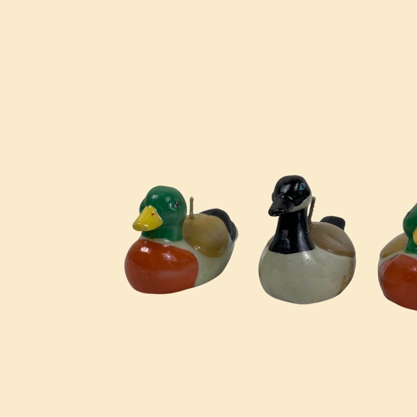 1980s duck candles by Russ Berrie and Co Inc, vintage set of 4 duck shaped candles