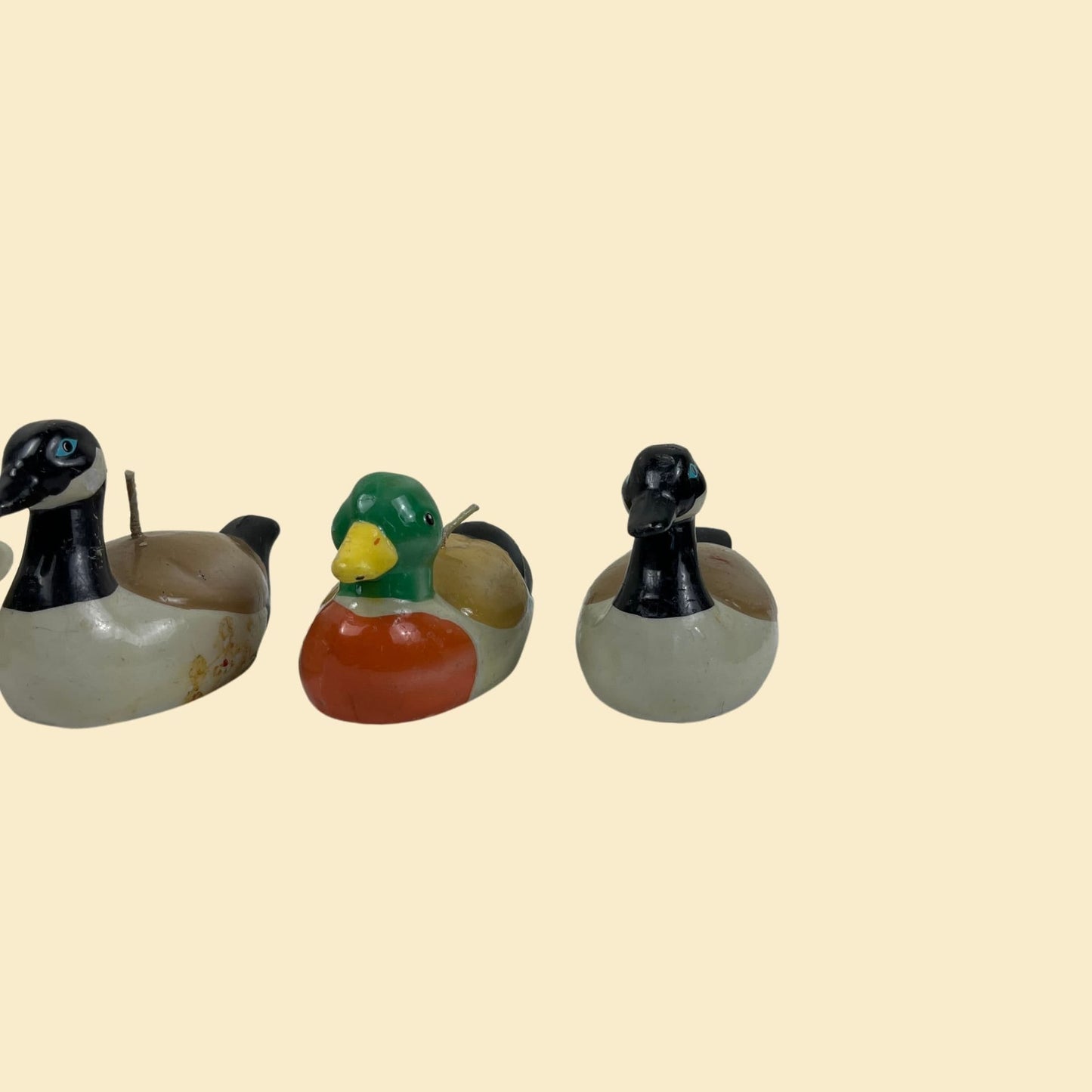 1980s duck candles by Russ Berrie and Co Inc, vintage set of 4 duck shaped candles