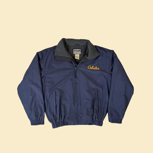 1990s Cabela's jacket, vintage size M 90s blue & yellow fleece-lined zip up