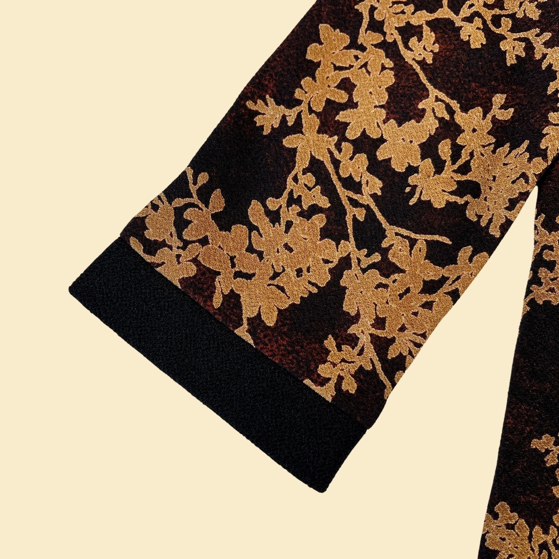 Vintage 1990s floral black & gold cardigan by RM Richards for by Karen Kwong