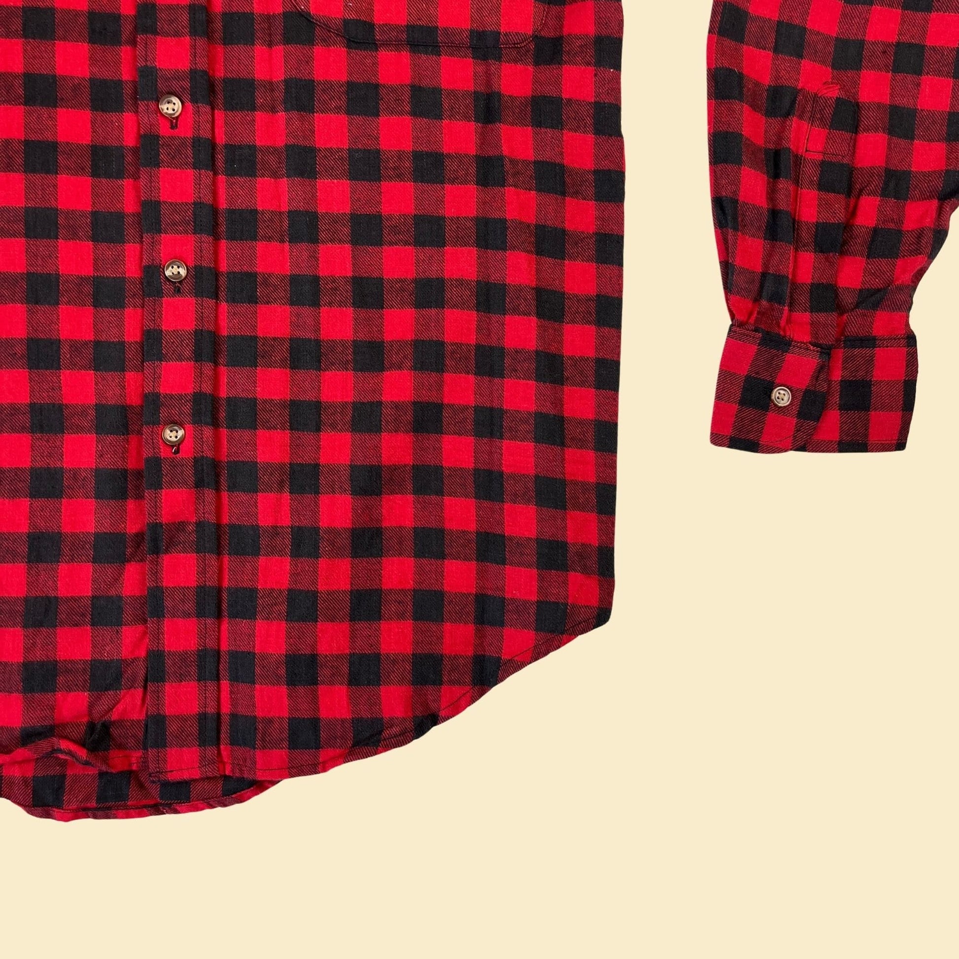 90s M red/black flannel by David & Johnny, vintage 1990s men's long sleeve casual button down