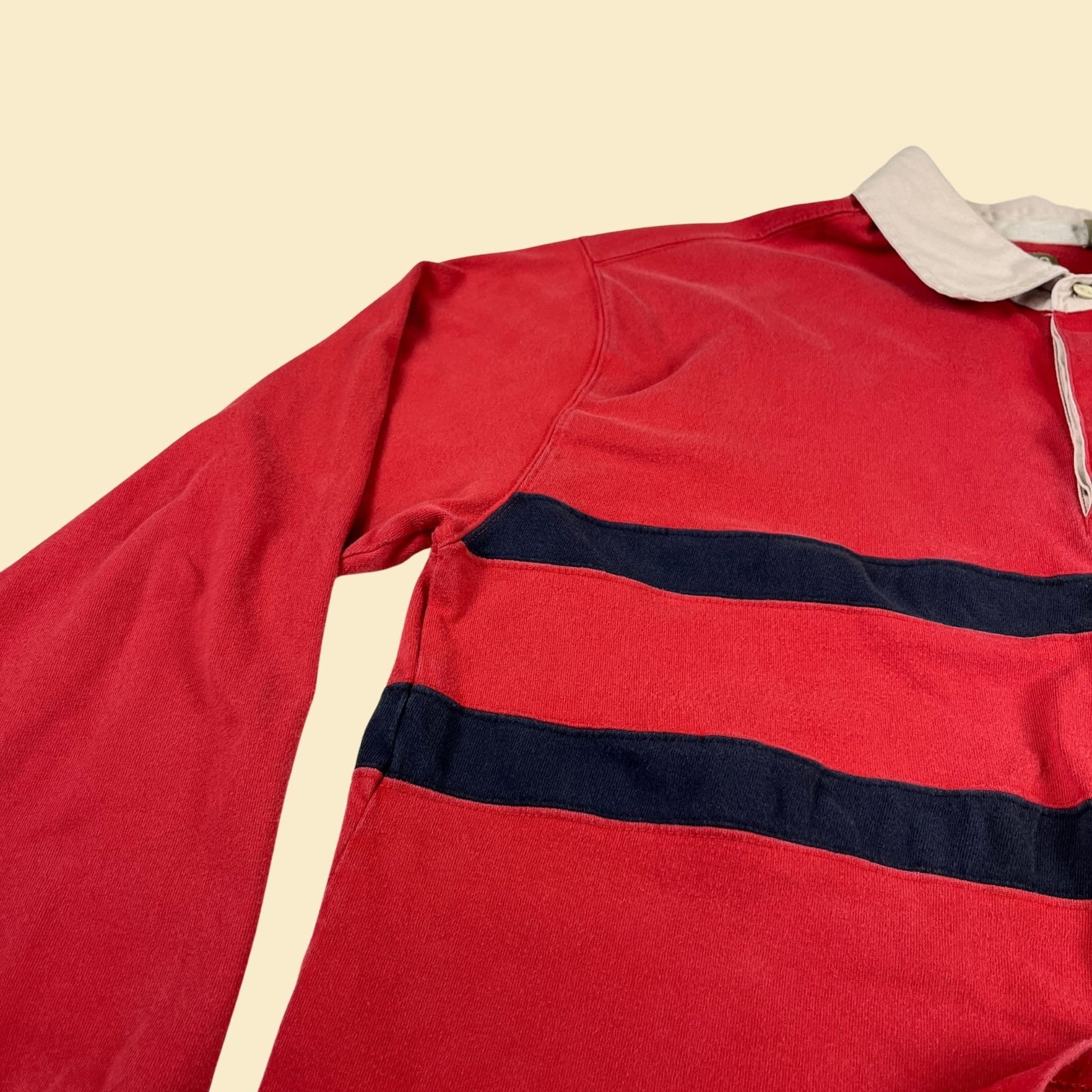 1990s XL red & blue polo shirt by Khaki's by Arrow, vintage 90s men's long sleeve casual shirt