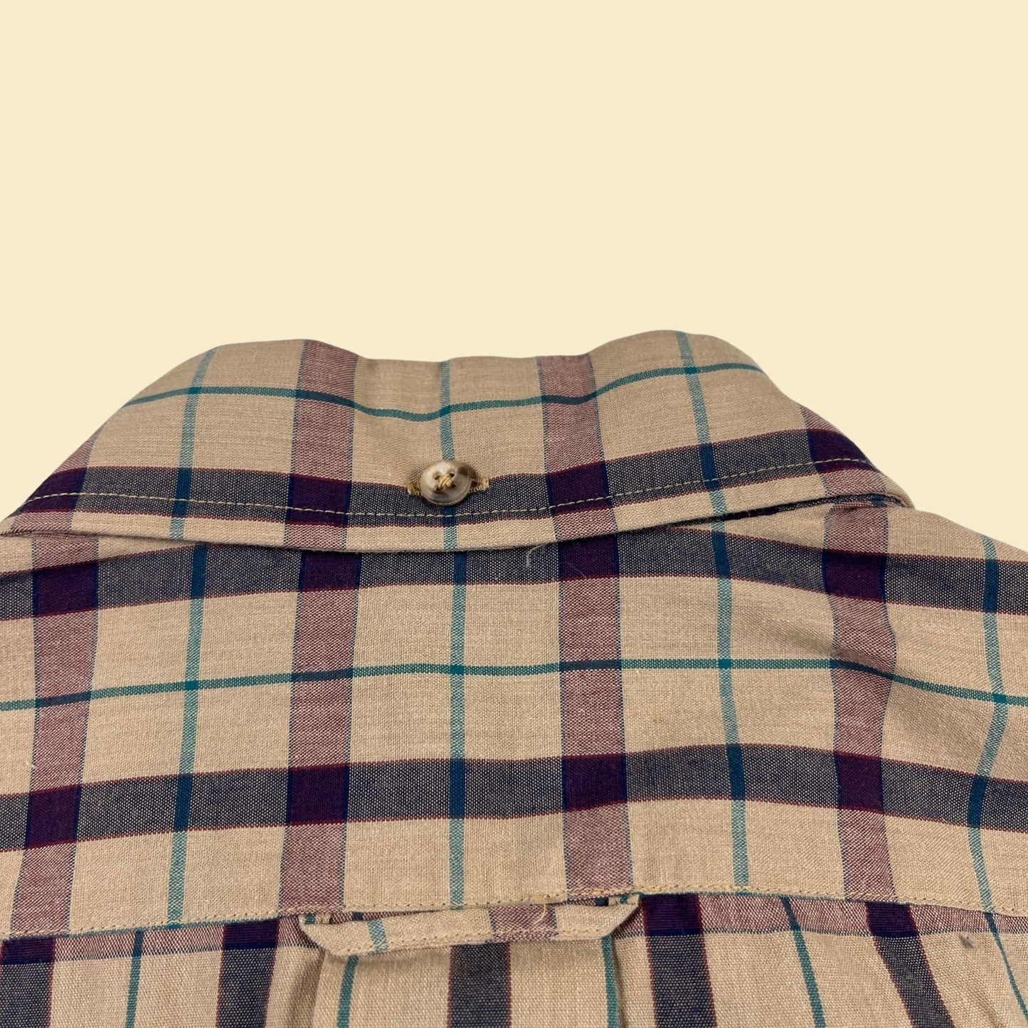 1990s size M men's shirt, vintage 90s brown & purple casual plaid short sleeve button down by GANT