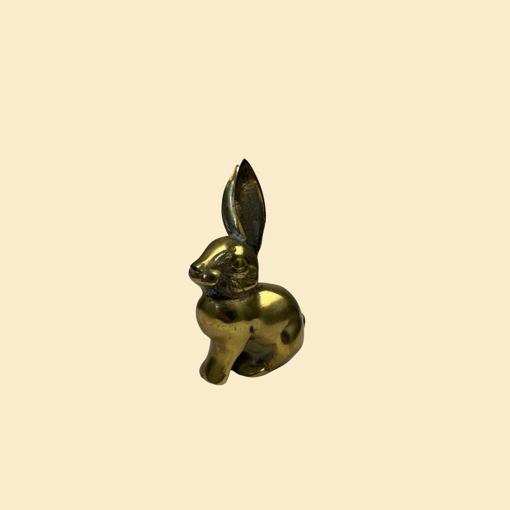 1970s brass bunny statue, vintage 70s brass bunny paper weight/figurine