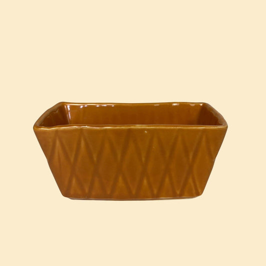 1970s orange ceramic windowsill planter, vintage 70s rectangular container