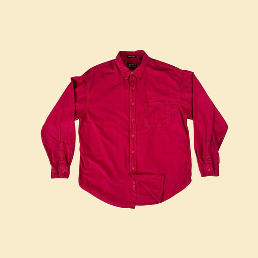 1990s Eddie Bauer XL men's shirt, red 90s button down cotton shirt