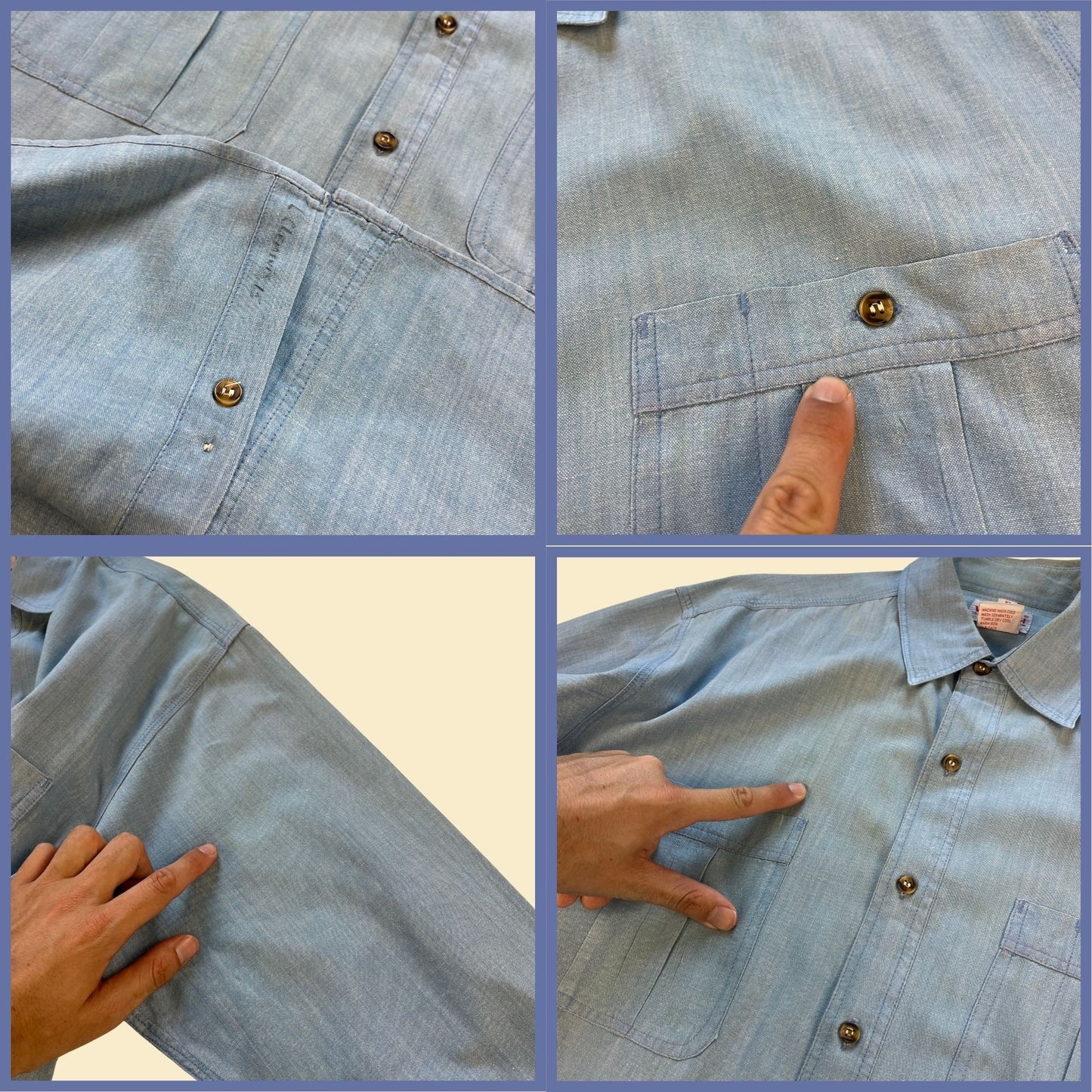 1990s chambray men's shirt by Wear Guard, size XL vintage 90s long sleeve workwear shirt