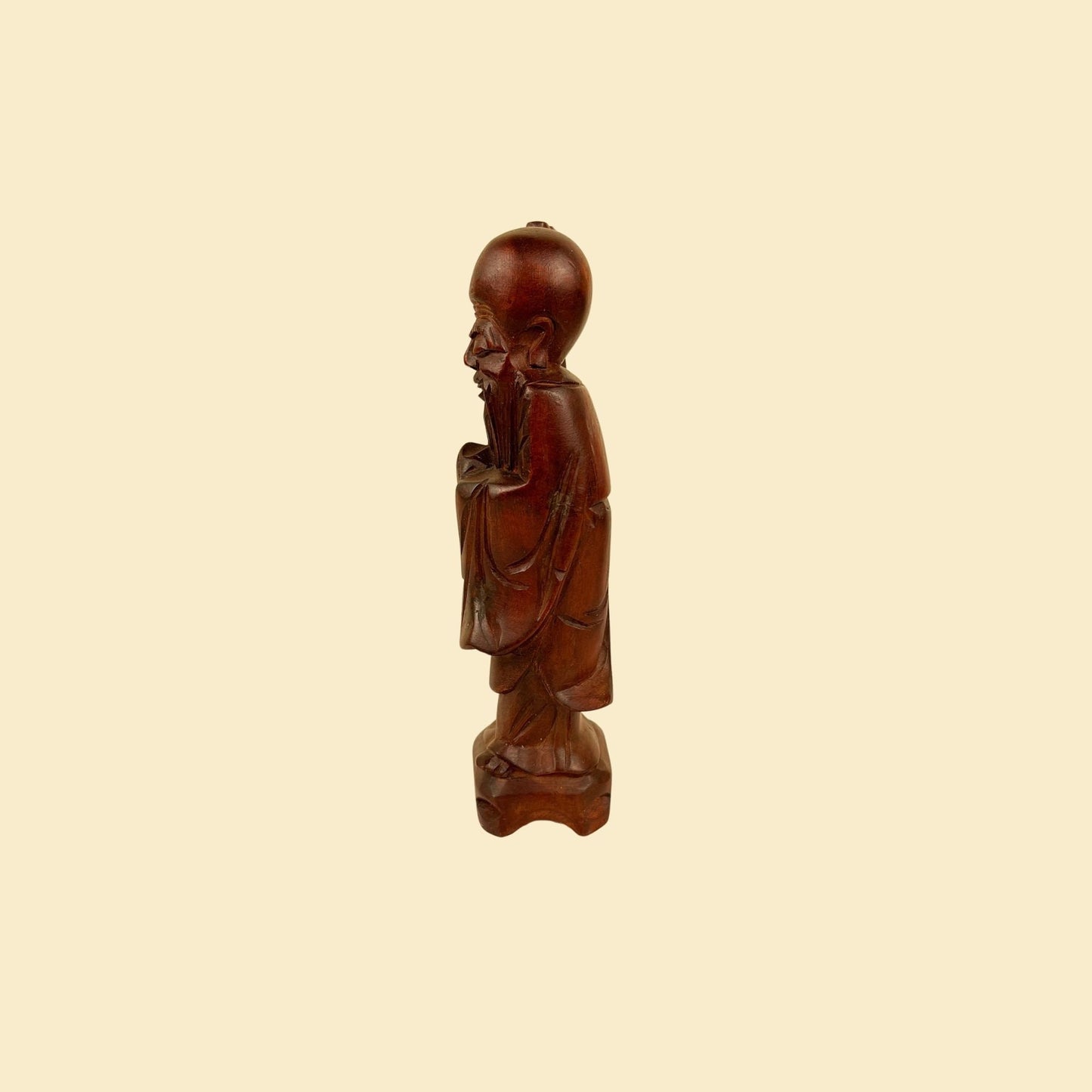 1960s hand carved Chinese God of Longevity (Shouxing) statue, vintage wooden Shouxing sculpture