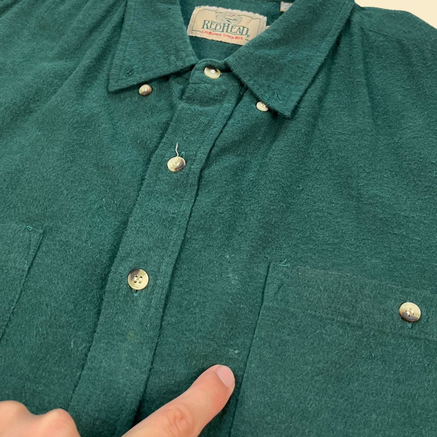 Vintage 90s green men's shirt by Redhead, size XL 1990s men's button down cotton shirt