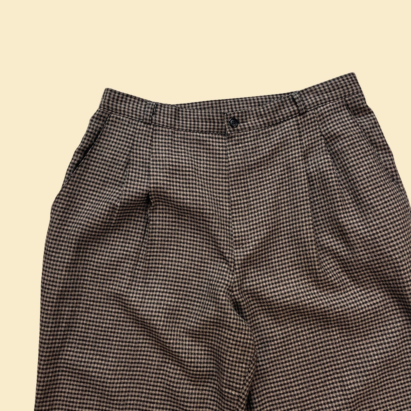 1980s houndstooth high-waisted pants by Diane Richards, size 18 women's brown/black pants