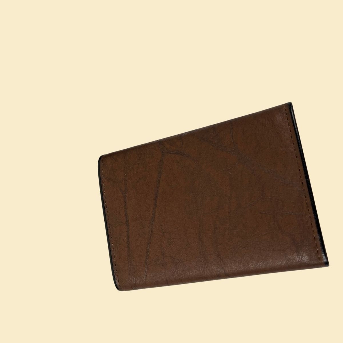 Vintage 1980s brown wallet, men's 80s leather trifold wallet by Amity, new old stock