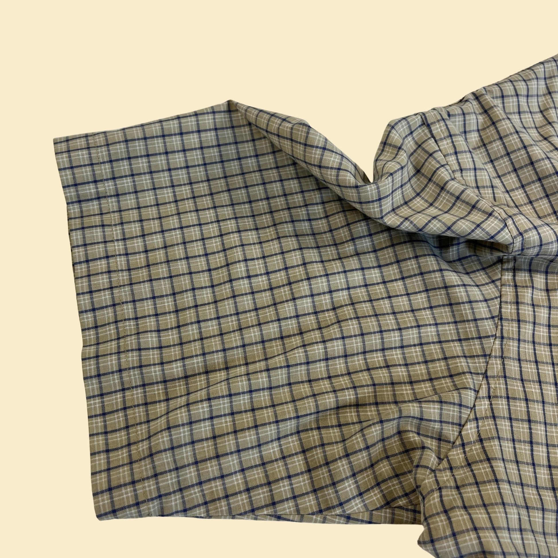 Vintage 80s/90s McGregor Classic men's plaid shirt, men's blue & beige 1980s casual short sleeve