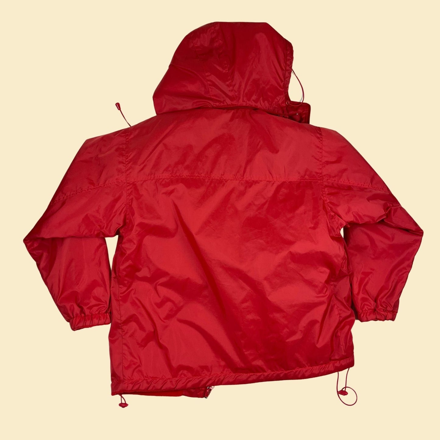 1990s red reversible windbreaker & fleece jacket by Lavon, women's size M vintage 90s zip up jacket w/ hood