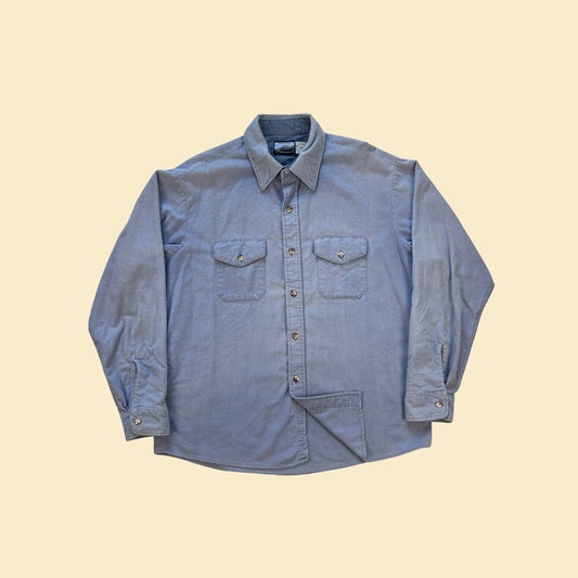 1980s XL blue button down shirt by Fieldmaster, vintage 80s casual cotton men's top