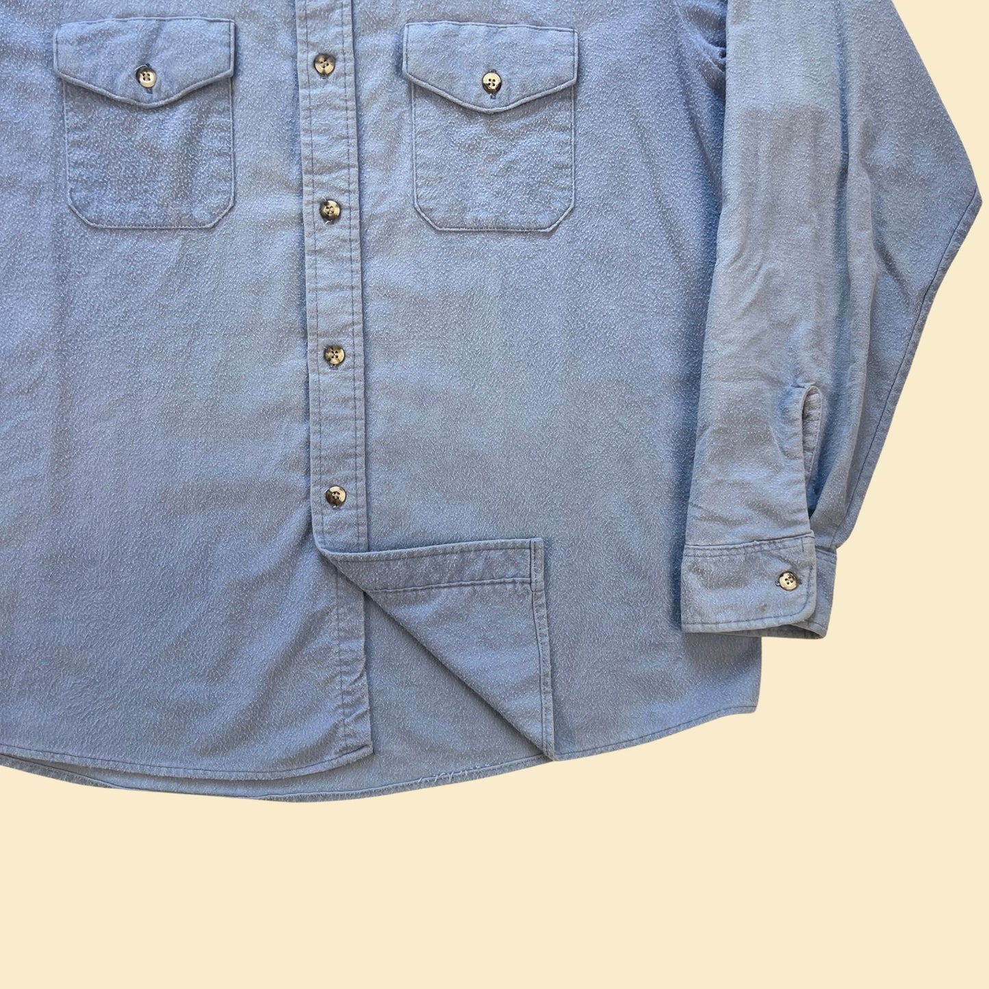 1980s XL blue button down shirt by Fieldmaster, vintage 80s casual cotton men's top