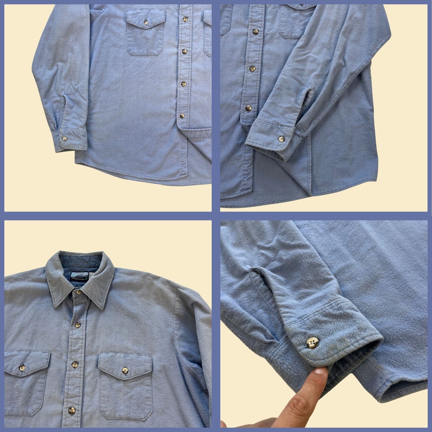 1980s XL blue button down shirt by Fieldmaster, vintage 80s casual cotton men's top