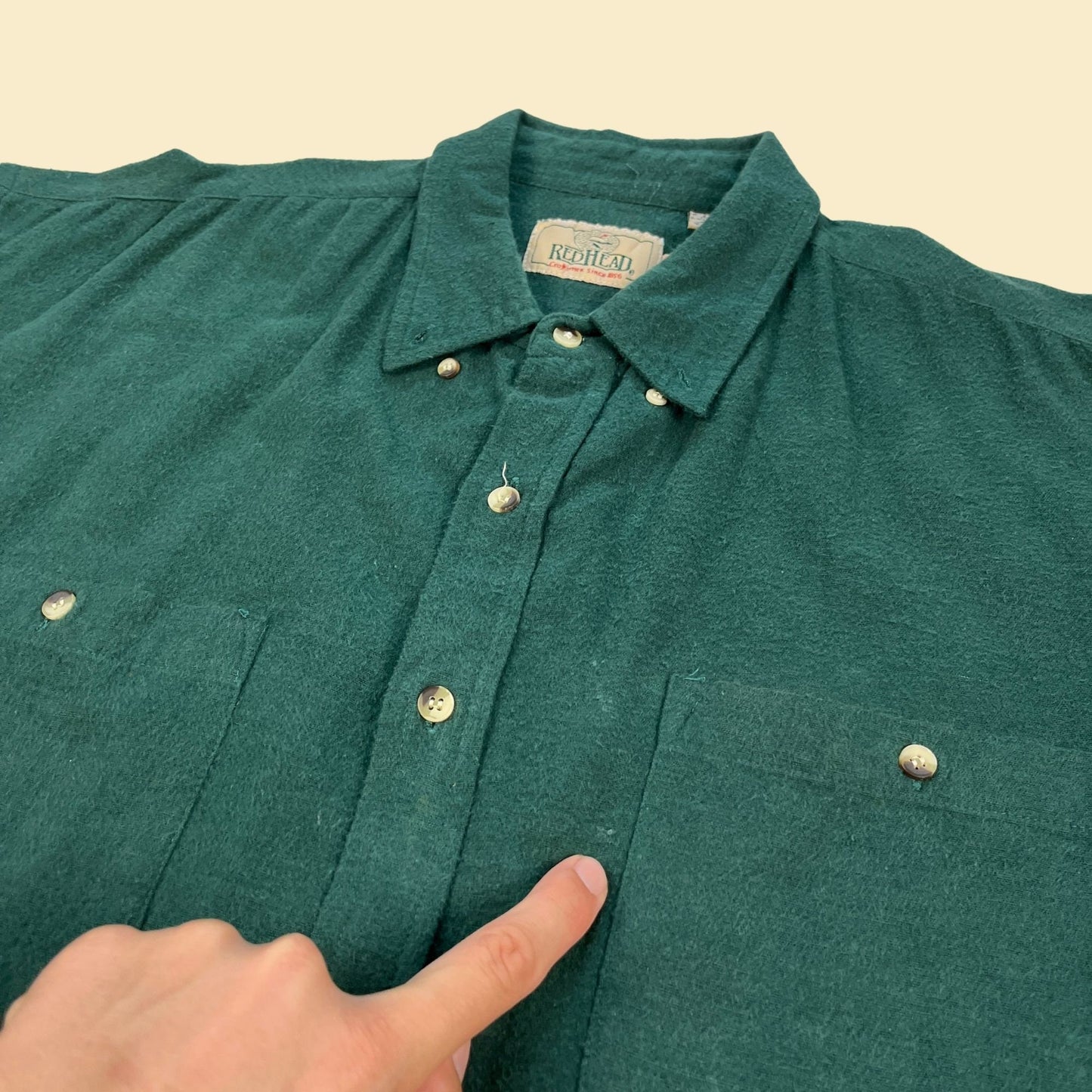 Vintage 90s green men's shirt by Redhead, size XL 1990s men's button down cotton shirt