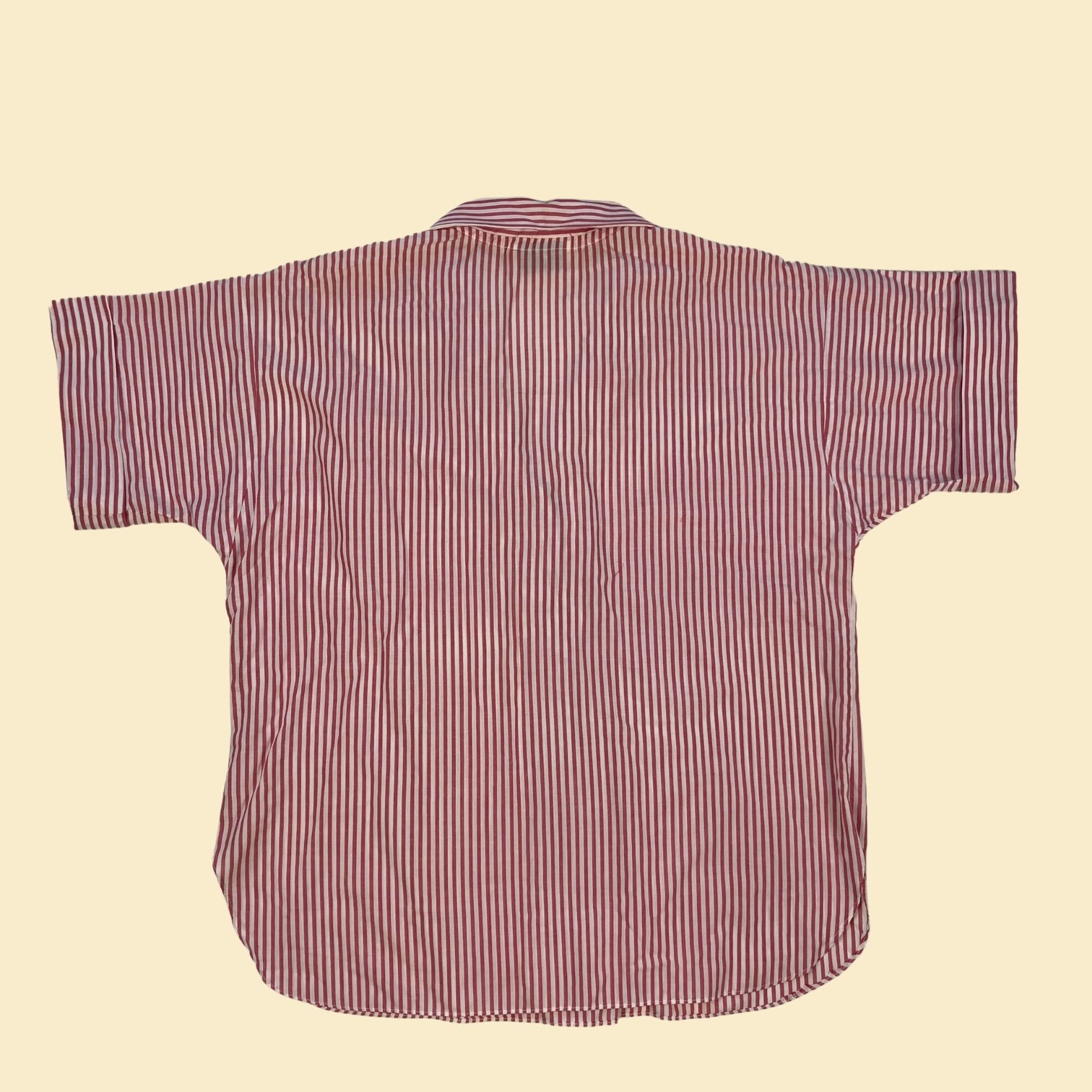 Vintage 70s/80s striped blouse by That's Right California, 1970s red & white short sleeve women's casual shirt