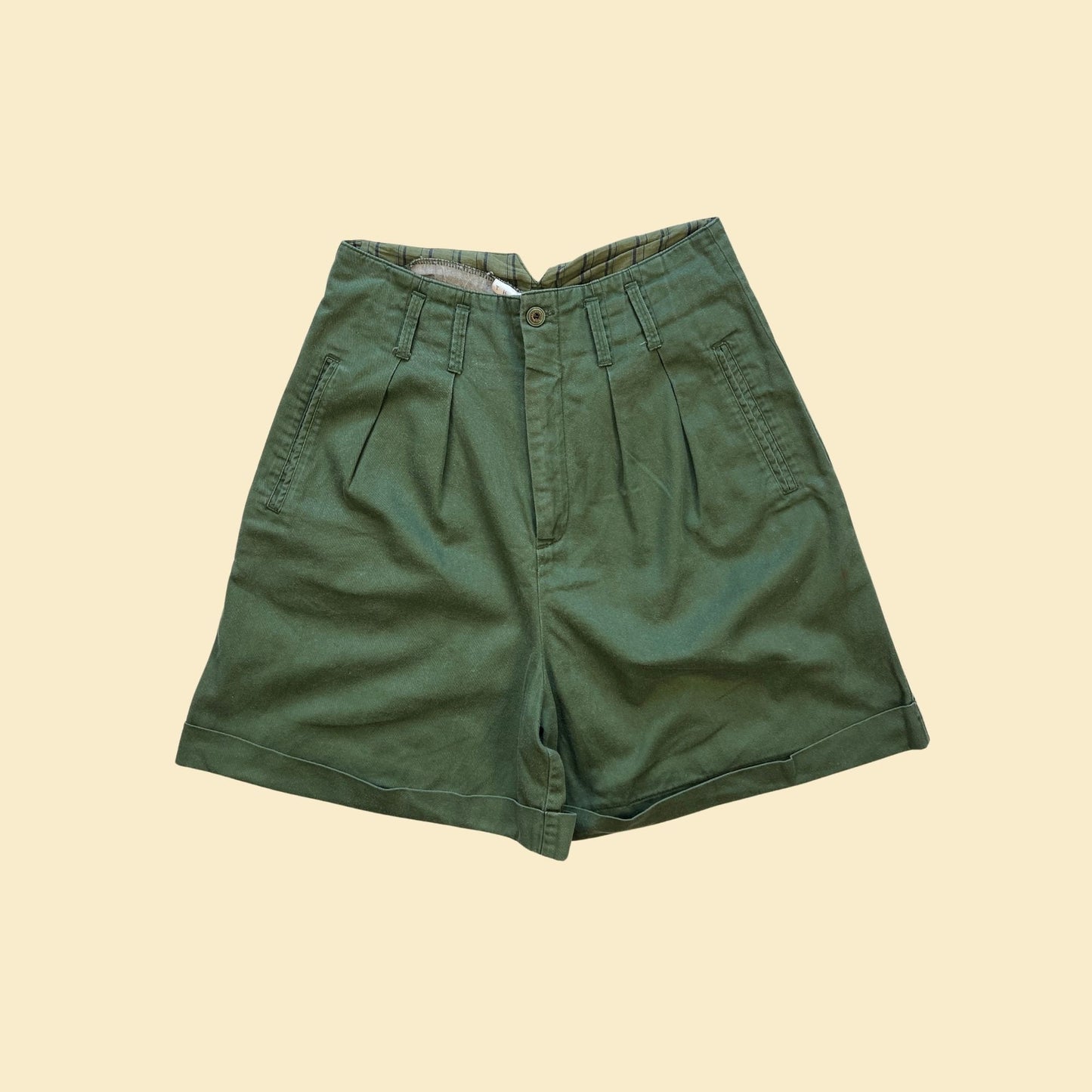 Vintage 90s The Limited green shorts, high waisted 1990s women's dark green shorts