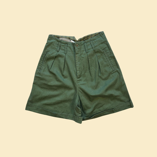 Vintage 90s The Limited green shorts, high waisted 1990s women's dark green shorts