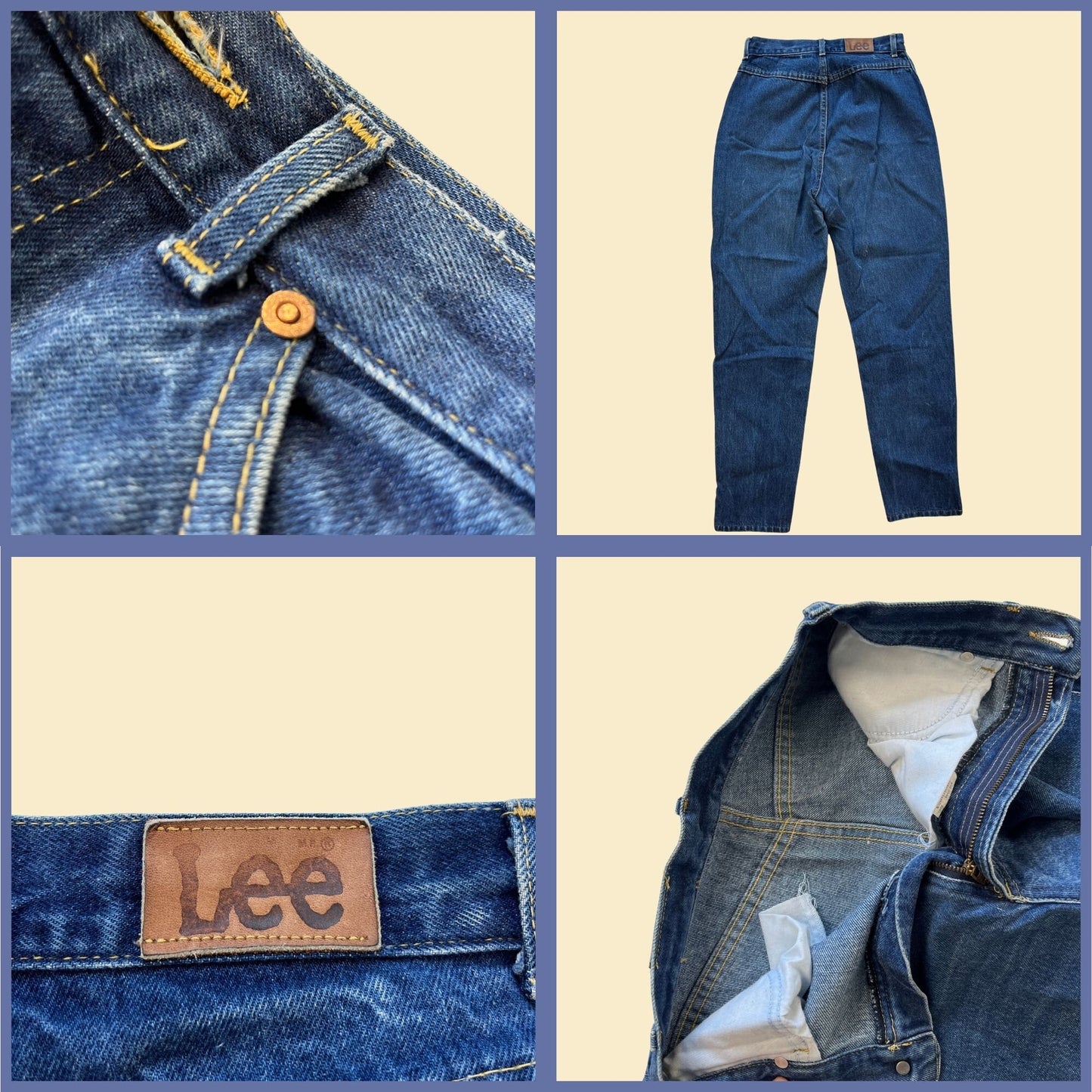 1980s Lee size 10 women's jeans, vintage 80s high waisted medium-wash denim pants, AFL CIO union made