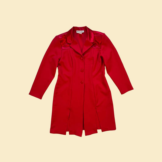 1980s red trench coat jacket, size 12 USA made vintage 80s jacket by Betsy's Things Petites