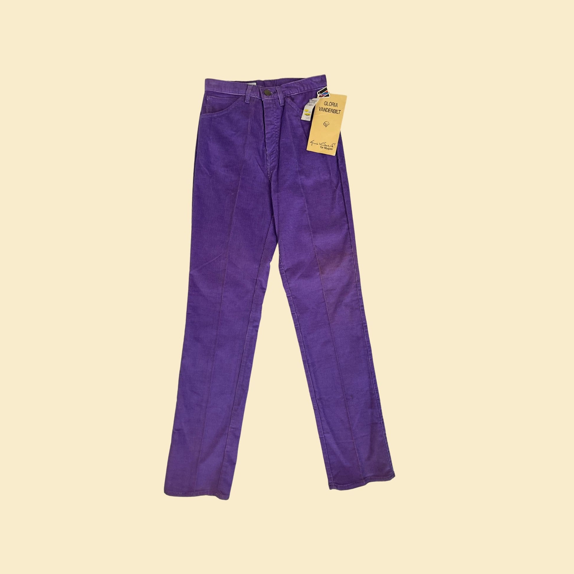 1980s highrise purple corduroy pants by Gloria Vanderbilt, NOS vintage 80s women's 25" waist pants