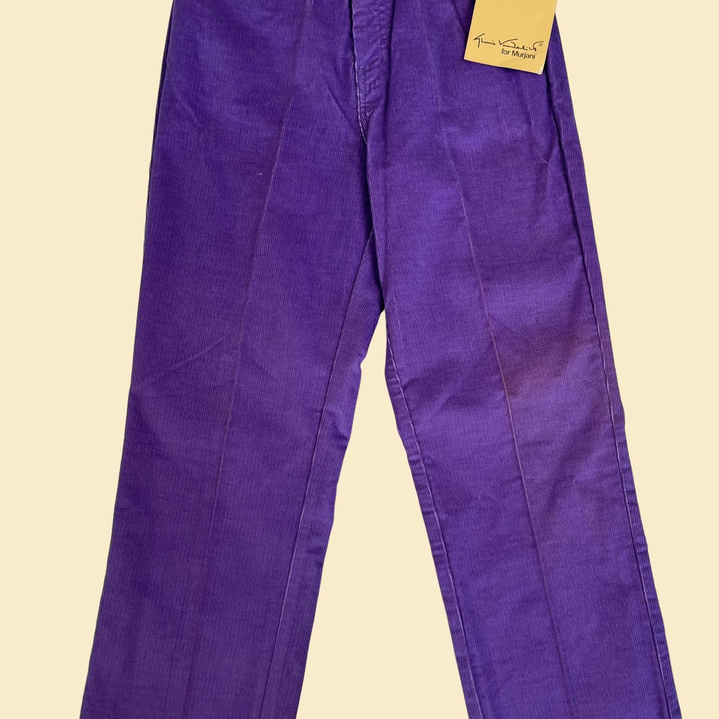 1980s highrise purple corduroy pants by Gloria Vanderbilt, NOS vintage 80s women's 25" waist pants